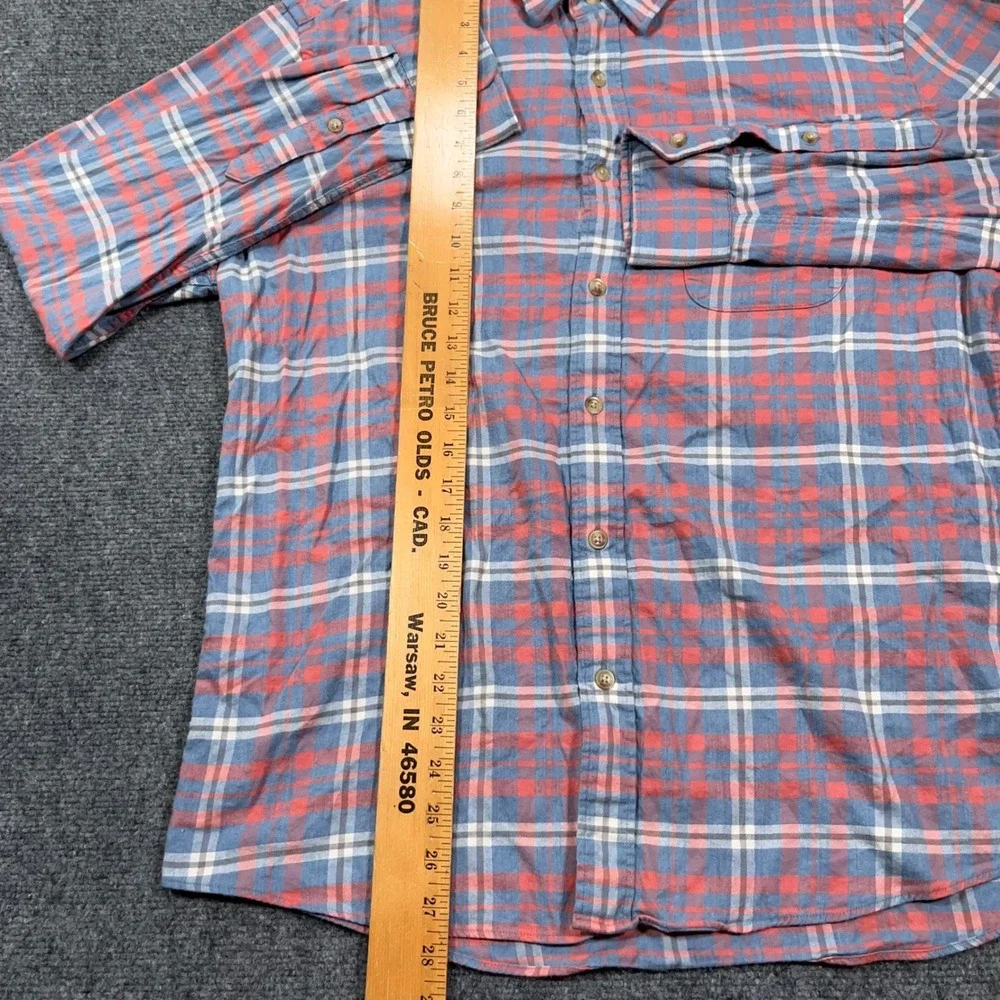 Faherty Movement Shirt Button Down Mens Large Plaid Performance Stretch Blue Red